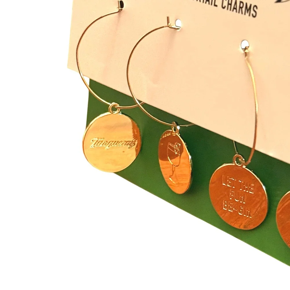 12 Tanqueray Cocktail Charms Set Sip In Style Wine Glass‎ Charms Drink Markers